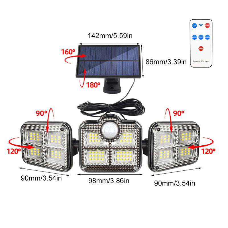 תאורת קיר סולרית LED משולשת